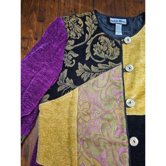 VINTAGE INDIGO MOON JACKET PURPLE PAISLEY PATCHWORK COLOR - Picture 5 of 12